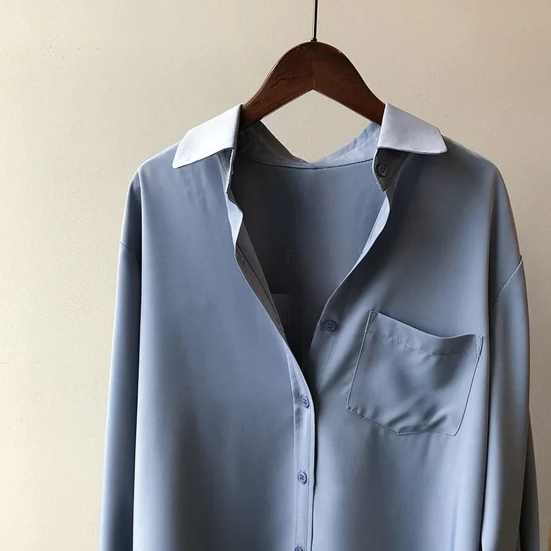 VIVIAN | CHEMISE À COL REVER LONGUE À MANCHES CASUAL