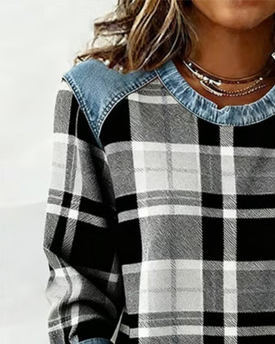 Sweat à la mode avec patchwork à carreaux