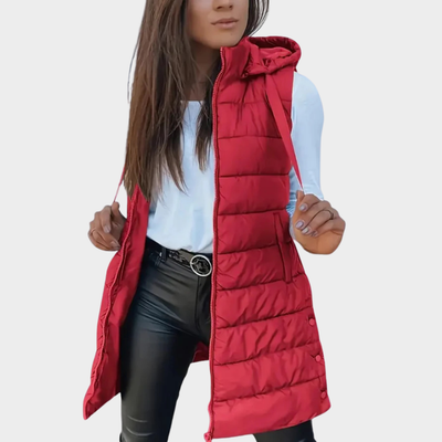 Sienna | Gilet Long Puffer Sans Manches avec Capuche