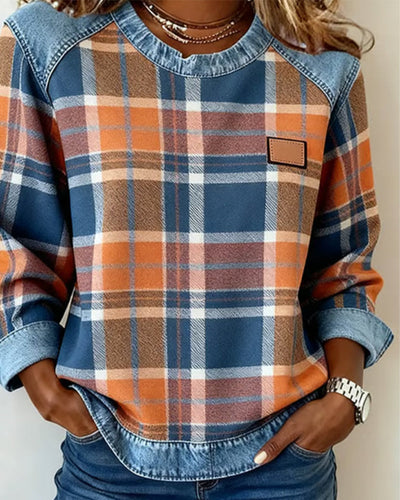 Sweat à la mode avec patchwork à carreaux