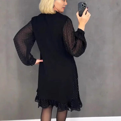 Thessariae - Robe Élégante avec Cristaux et Col Rond