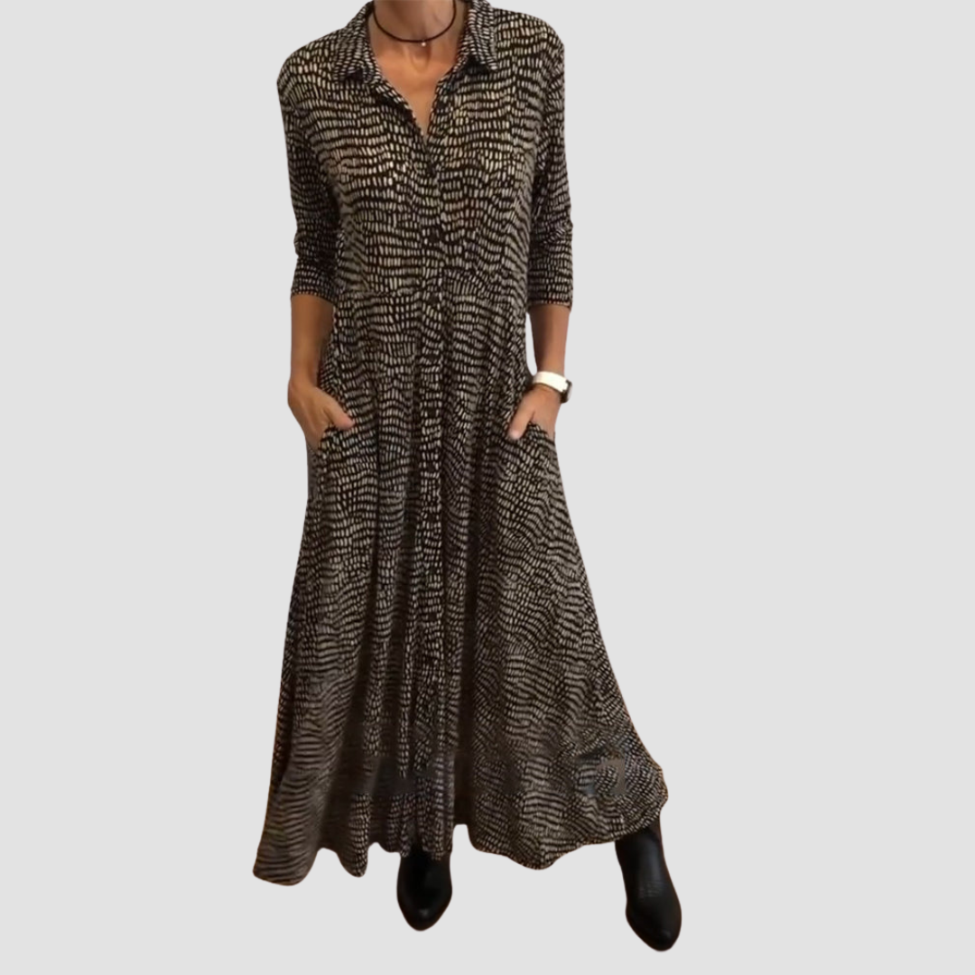 Lyvéa | Robe Midi Sophistiquée avec Poches