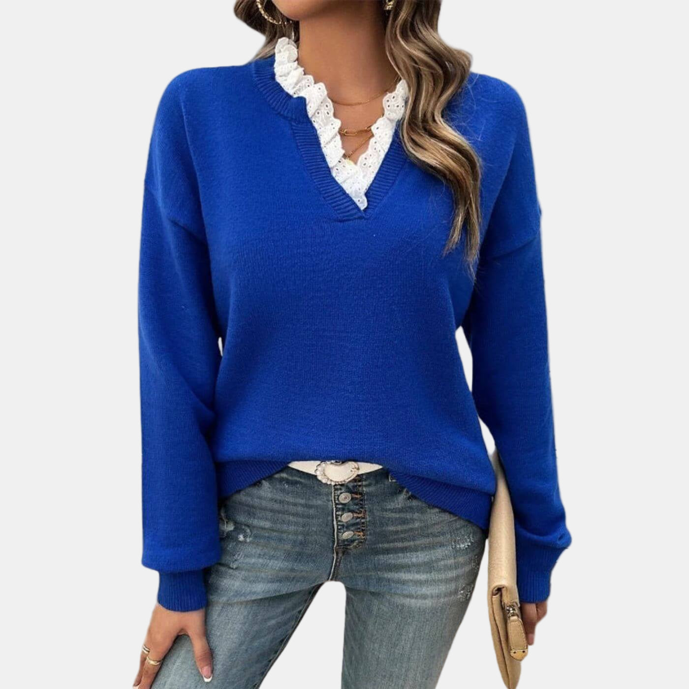 Rhea | Pull Élegant avec Col en Dentelle