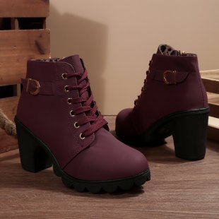 KATNI™ - Bottines Chunky à Lacets avec Boucle Métallique Élégante